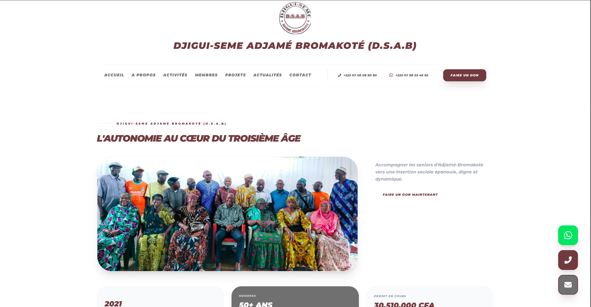 Projet Création du Site Internet de l'Association DJIGUI-SEME à Abidjan : Expertise Web au Service du Social - Abidjan